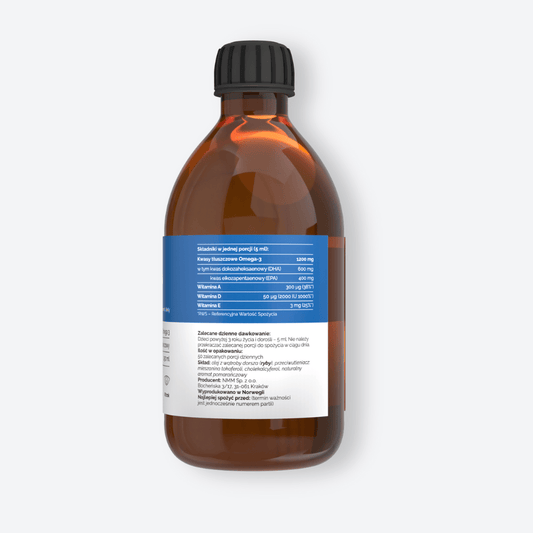 Vitaler's Omega Tran Norweski Omega-3 1200 mg + Witamina D3 2000 IU, Pomarańczowy - 250 ml