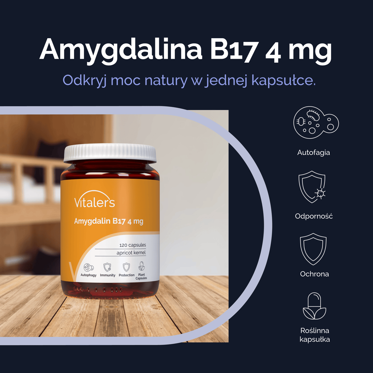Vitaler's Ekstrakty Amigdalin B17 4 mg - 120 kapsułek