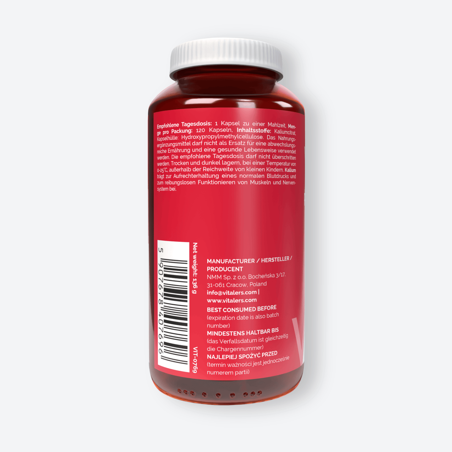 Vitaler's Minerały Cytrynian Potasu 380 mg - 120 kapsułek