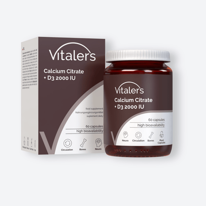 Vitaler's Minerały Cytrynian wapnia + Witamina D3 2000 IU - 60 kapsułek