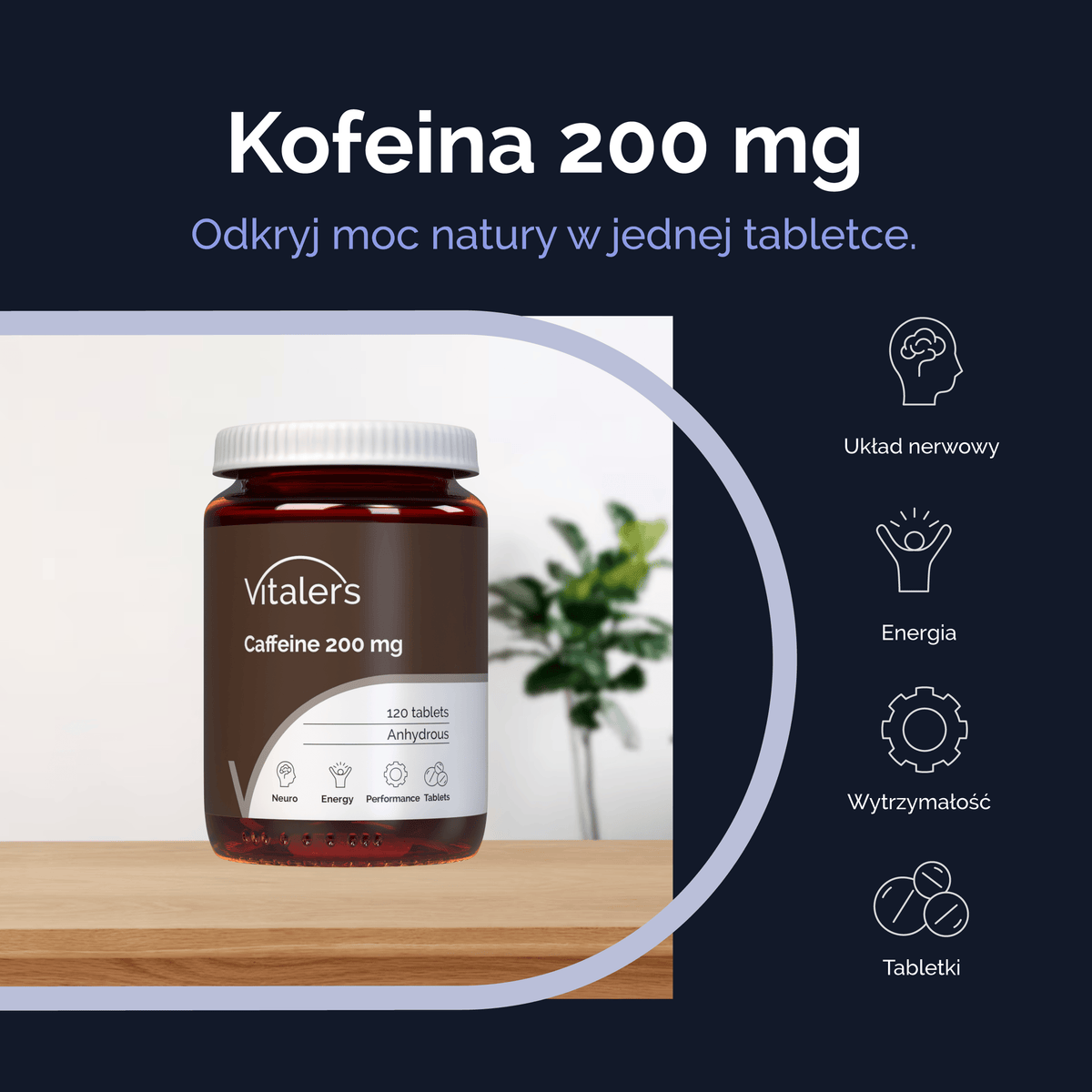 Vitaler's Antyoksydanty Kofeina 200 mg - 120 tabletek