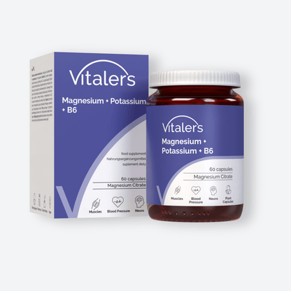 Vitaler's Minerały Magnez 100 mg + Potas 150 mg + Witamina B6 6 mg - 60 kapsułek