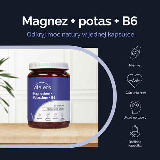 Vitaler's Minerały Magnez 100 mg + Potas 150 mg + Witamina B6 6 mg - 60 kapsułek