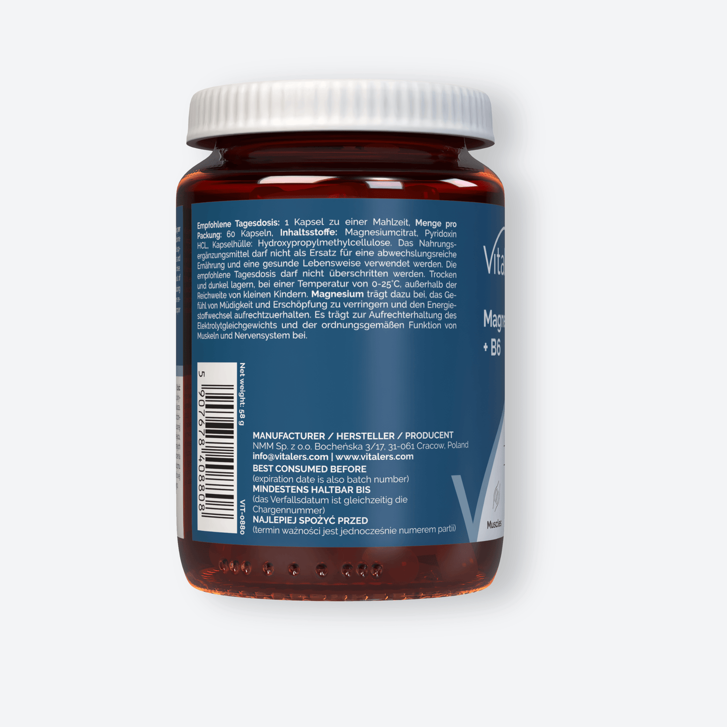 Vitaler's Minerały Magnez 125 mg + Witamina B6 6 mg - 60 kapsułek