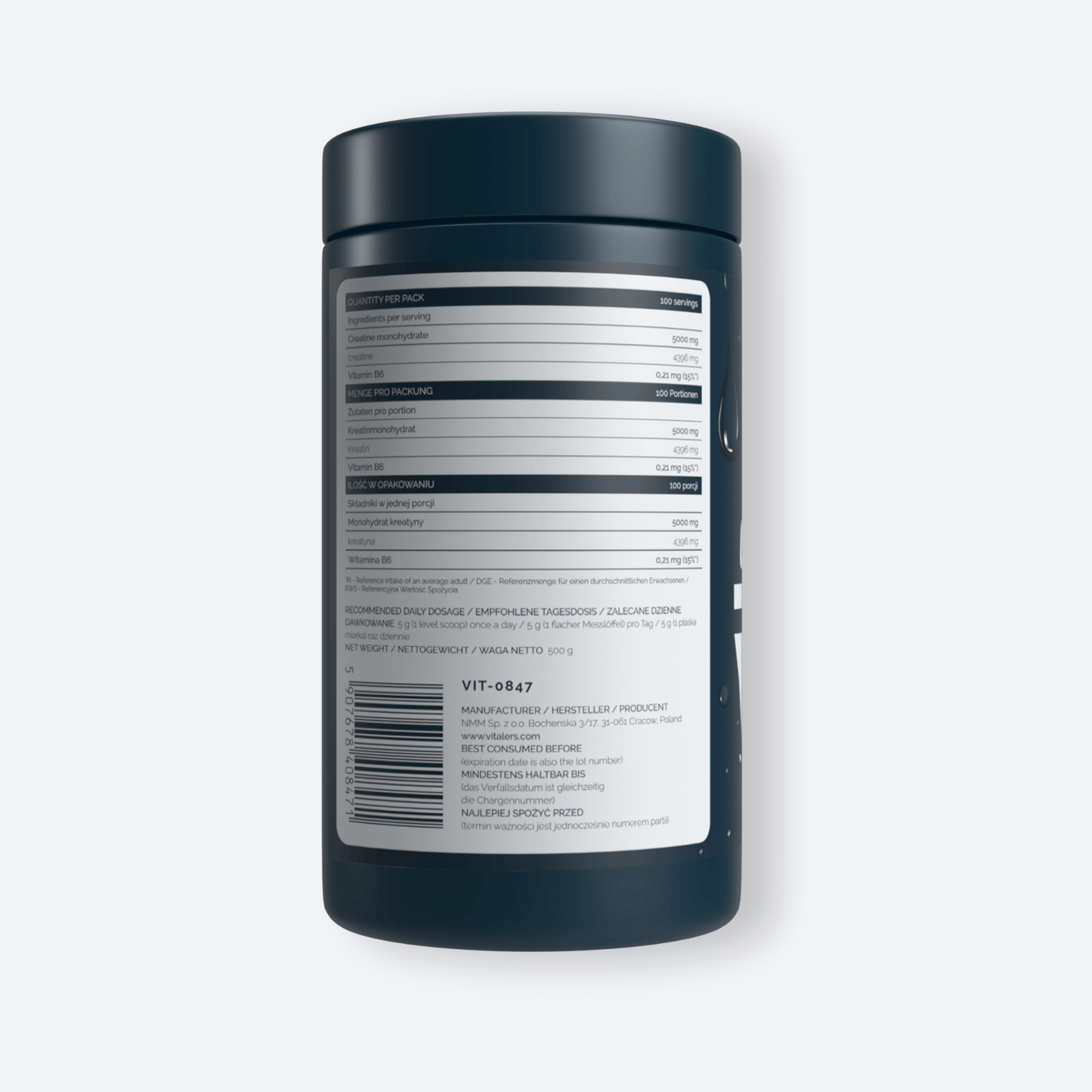 Vitaler's Sport Mikronizowany Monohydrat Kreatyny 5000 mg - 500 g