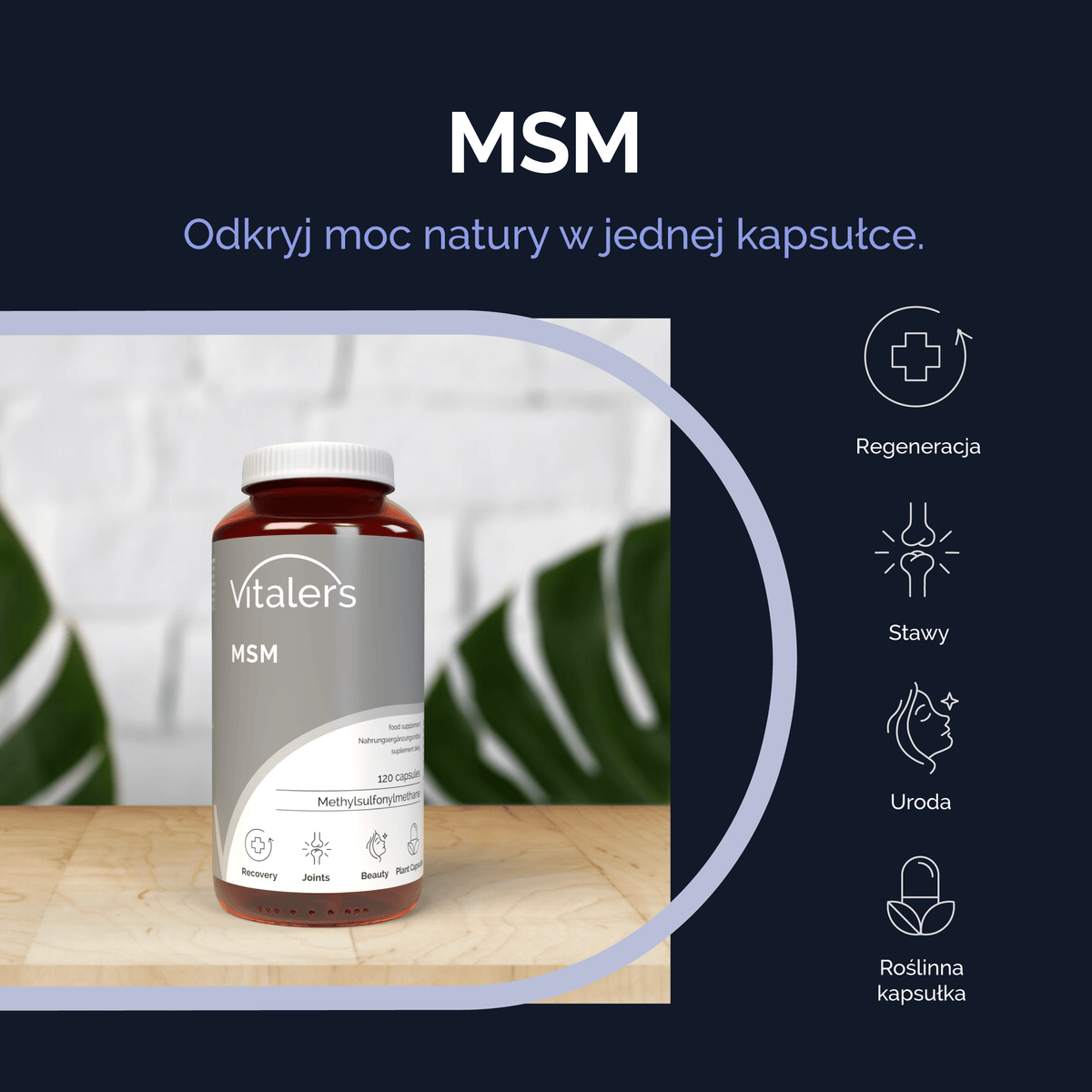 Vitaler's Specjalistyczne MSM (Siarka organiczna) 700 mg - 120 kapsułek