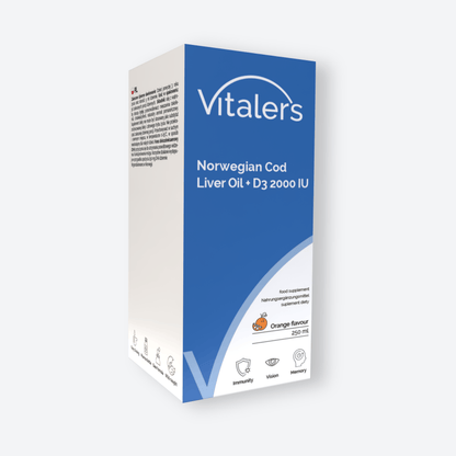 Vitaler's Omega Tran Norweski Omega-3 1200 mg + Witamina D3 2000 IU, Pomarańczowy - 250 ml