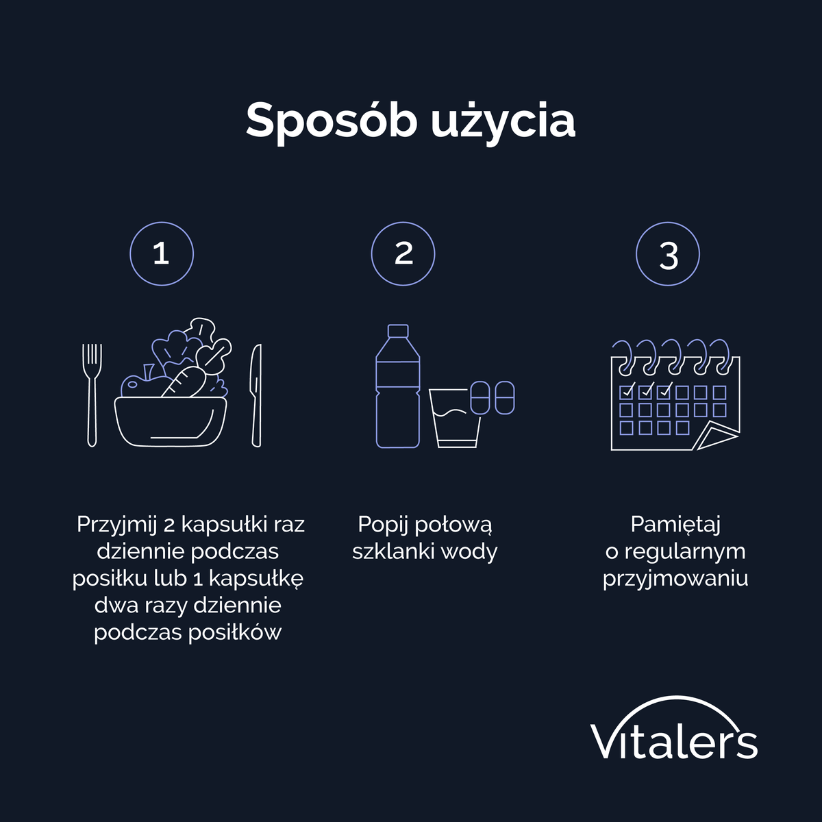Vitaler's Minerały Wapń 120 mg + Witamina D3 1000 IU - 120 kapsułek