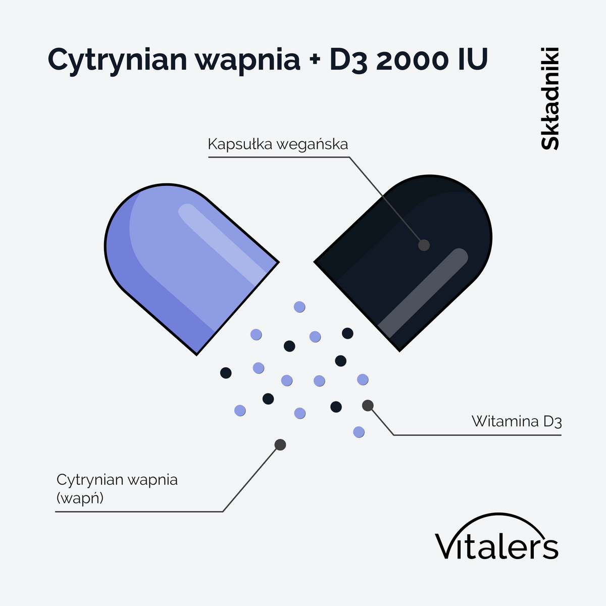 Vitaler's Minerały Wapń 120 mg + Witamina D3 1000 IU - 120 kapsułek