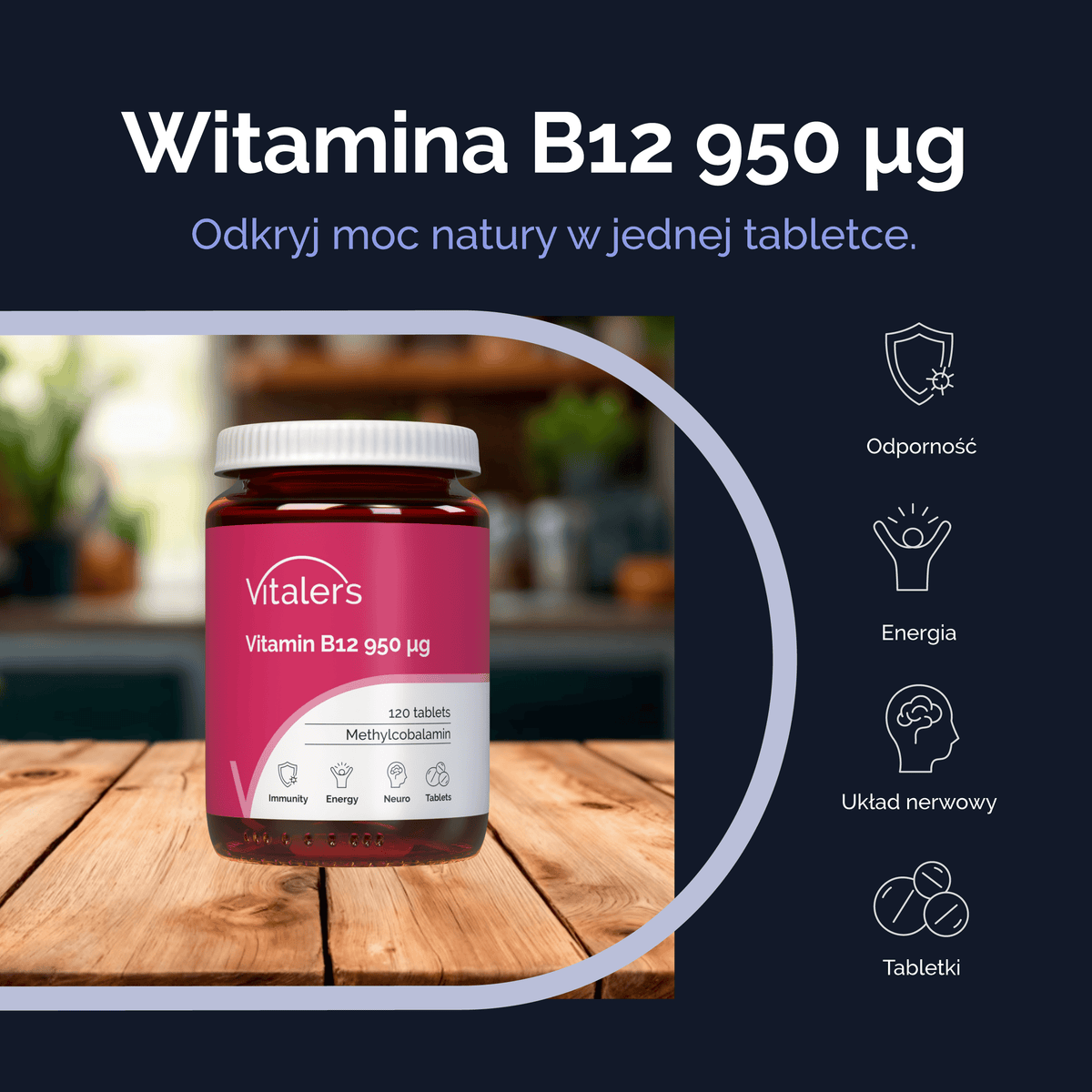 Vitaler's Witaminy Witamina B12 950 μg - 120 tabletek