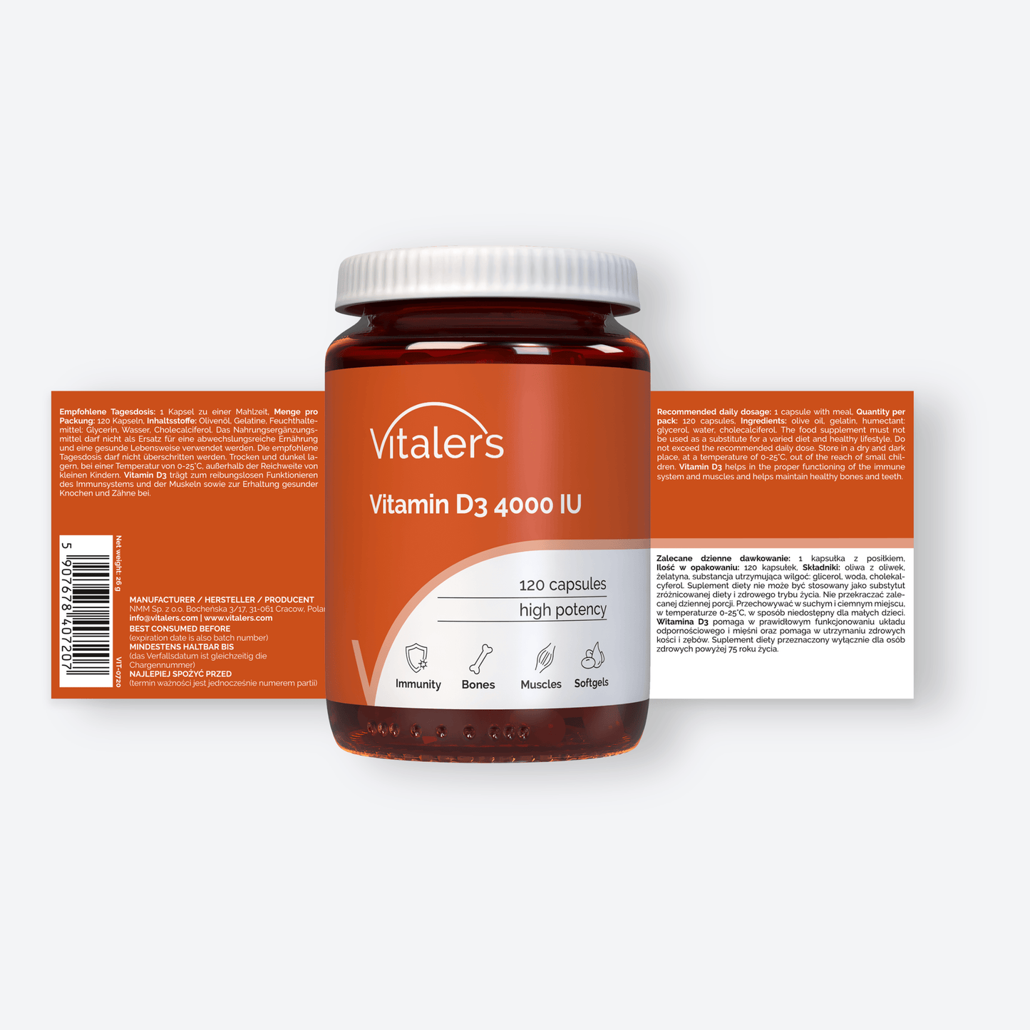 Vitaler's Witaminy Witamina D3 4000 IU - 120 kapsułek