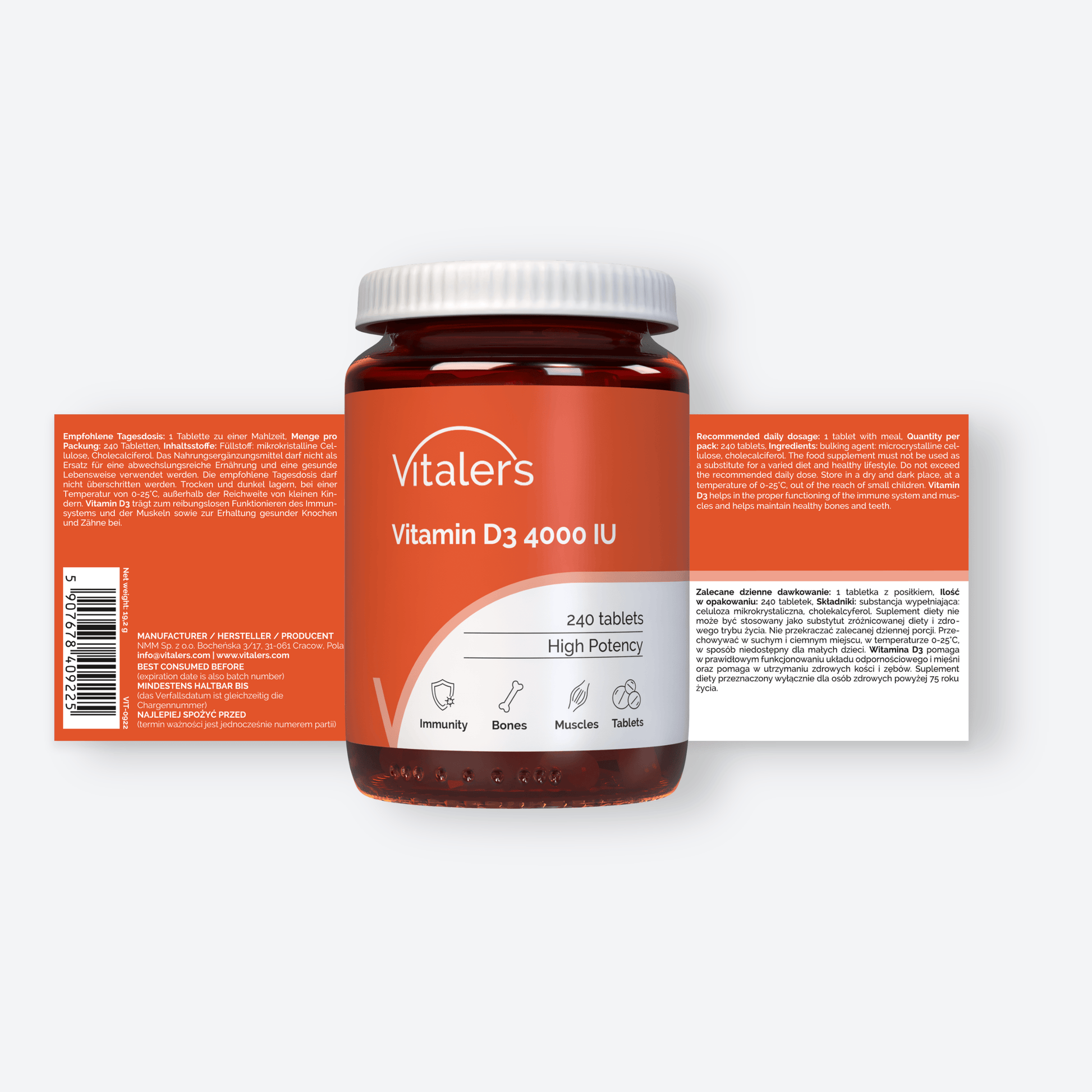 Vitaler's Witaminy Witamina D3 4000 IU - 240 tabletek
