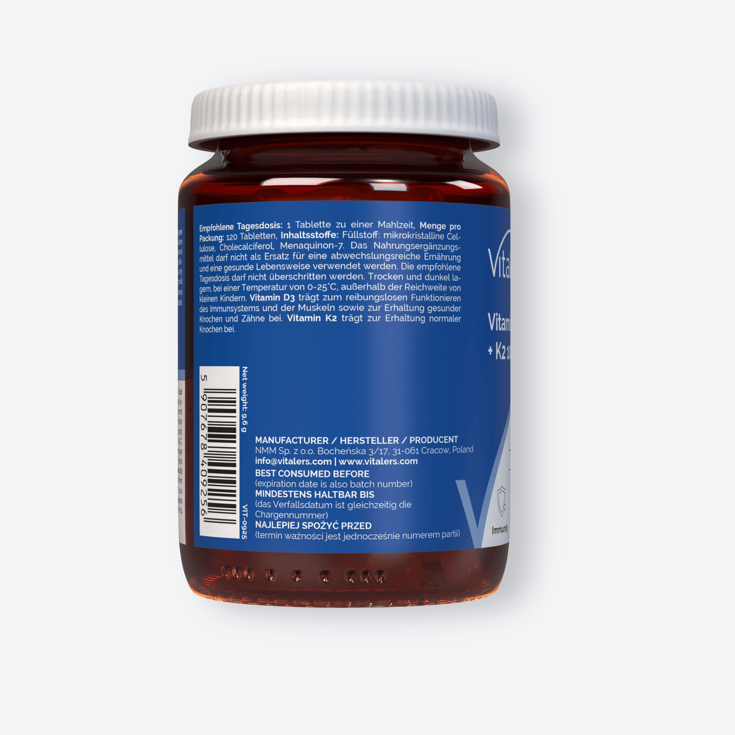 Vitaler's Witaminy Witamina D3 4000 IU + K2 MK-7 100 µg - 120 tabletek