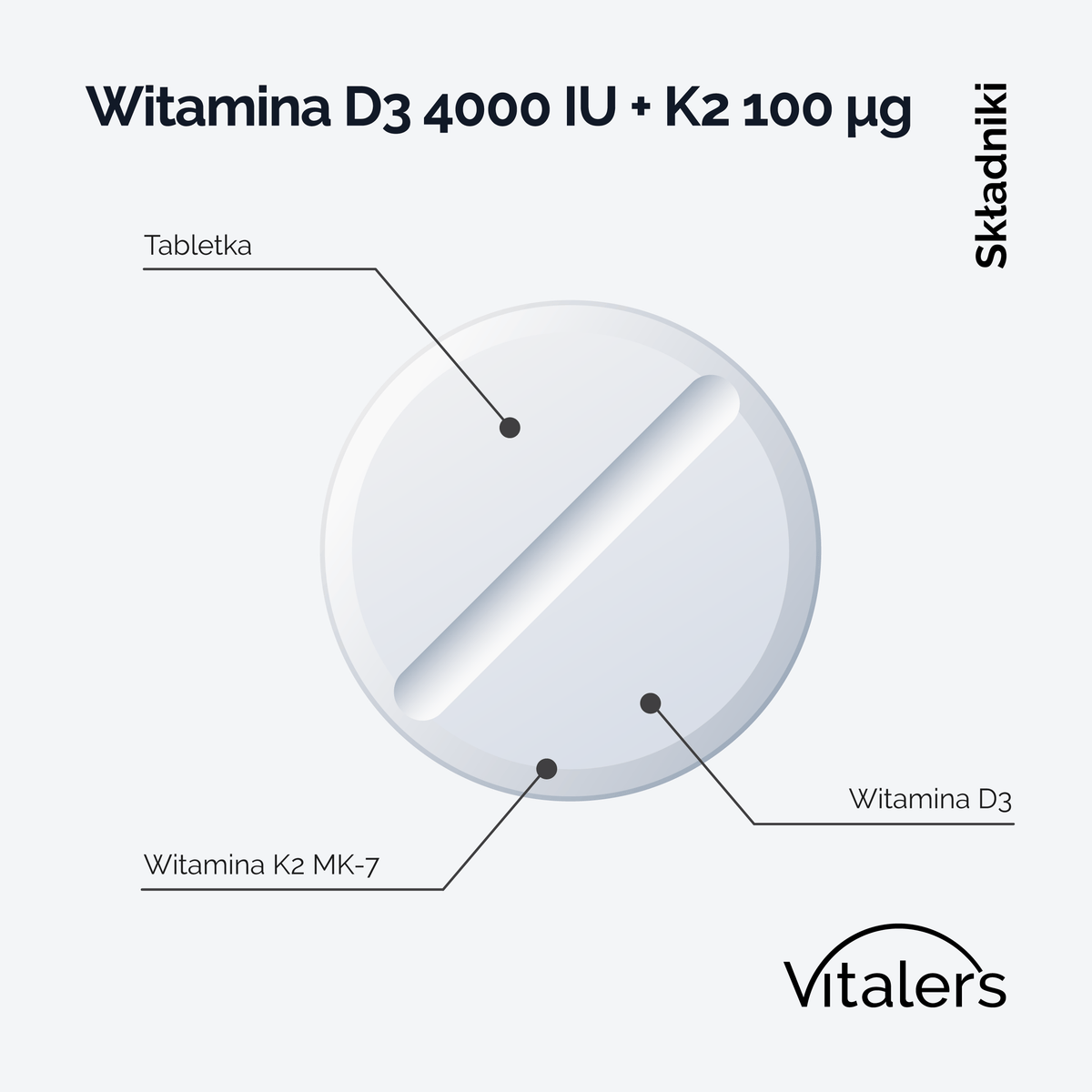 Vitaler's Witaminy Witamina D3 4000 IU + K2 MK-7 100 µg - 120 tabletek