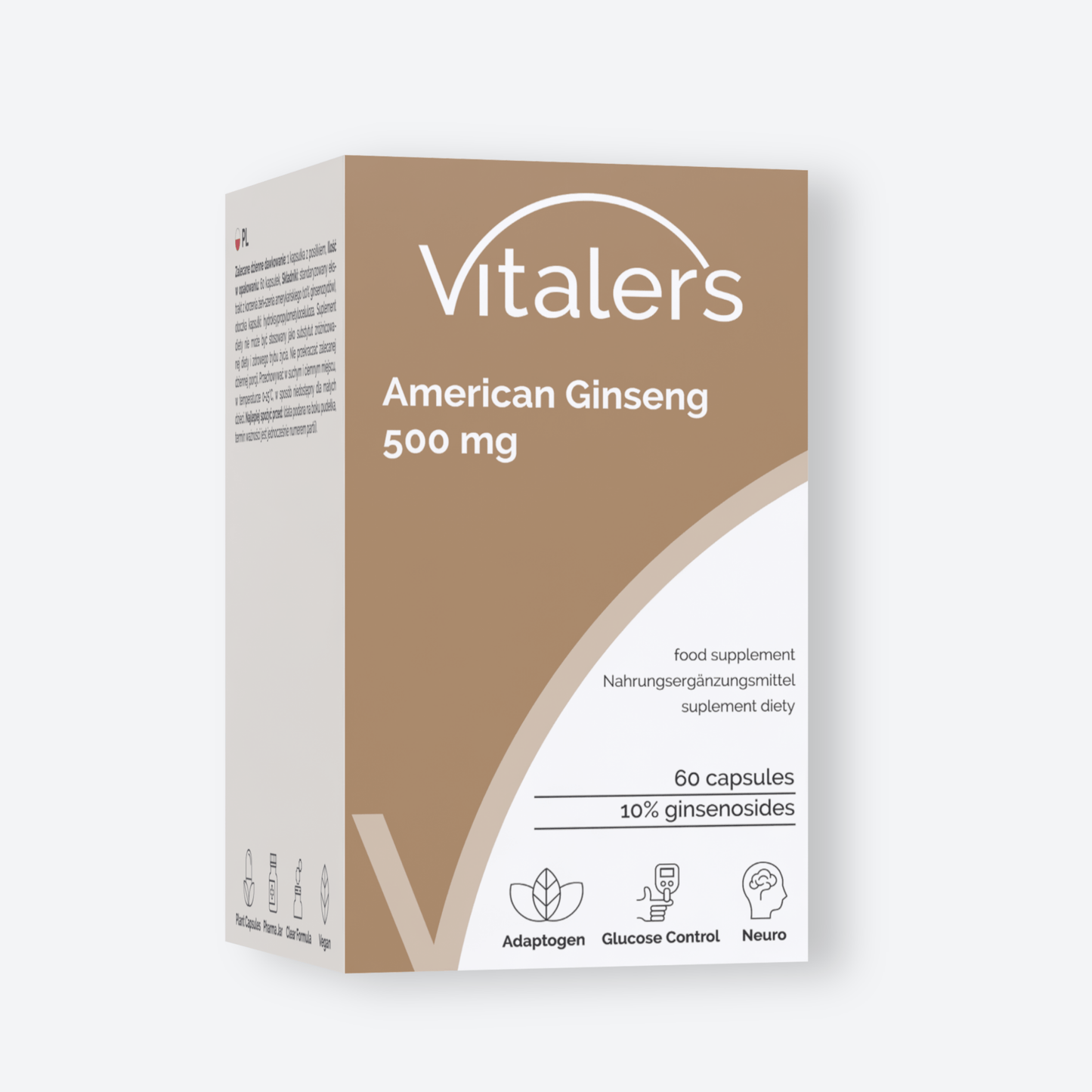 Vitaler's Adaptogeny Żeń-szeń Amerykański 500 mg - 60 kapsułek