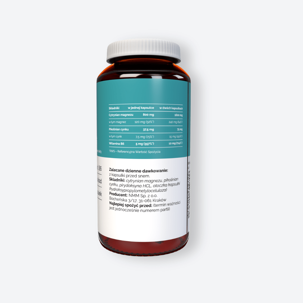 Vitaler's Minerały ZMA Magnez 240 mg + Cynk 15 mg + Witamina B6 10 mg - 120 kapsułek