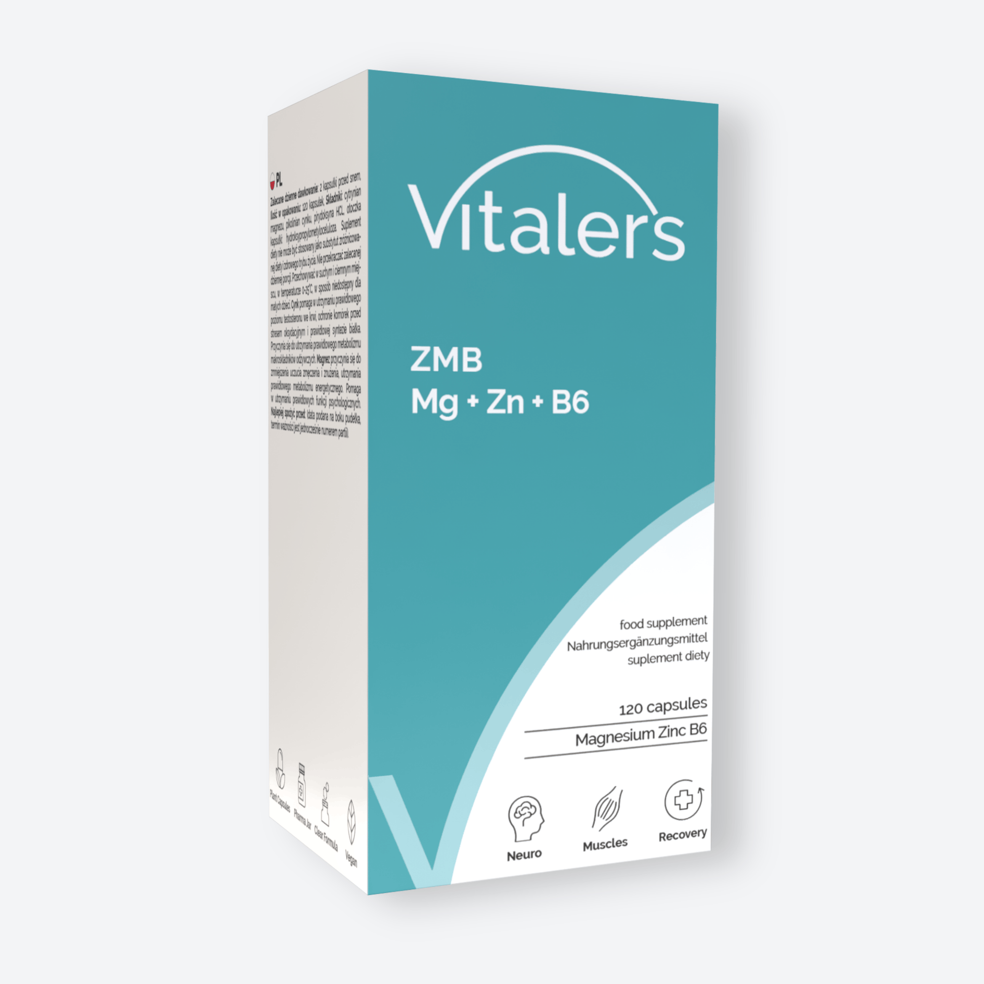 Vitaler's Witaminy ZMB Magnez Cynk Witamina B6 Regeneracja Zmęczenie Vege Vitaler's 120 kaps